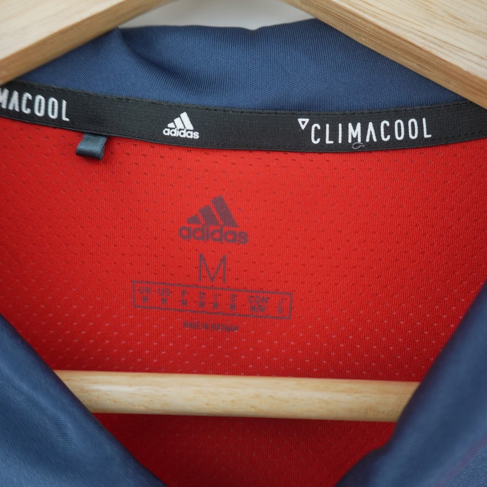 Adidas Polo Shirt Mens M Red Climacool Short Sleeve Golf Athletic Logo - Picture 2 of 6